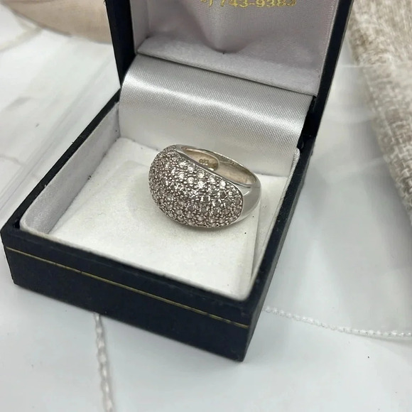 Sterling Silver 925 Pave CZ Dome Ring Size 5.75 - Picture 2 of 10